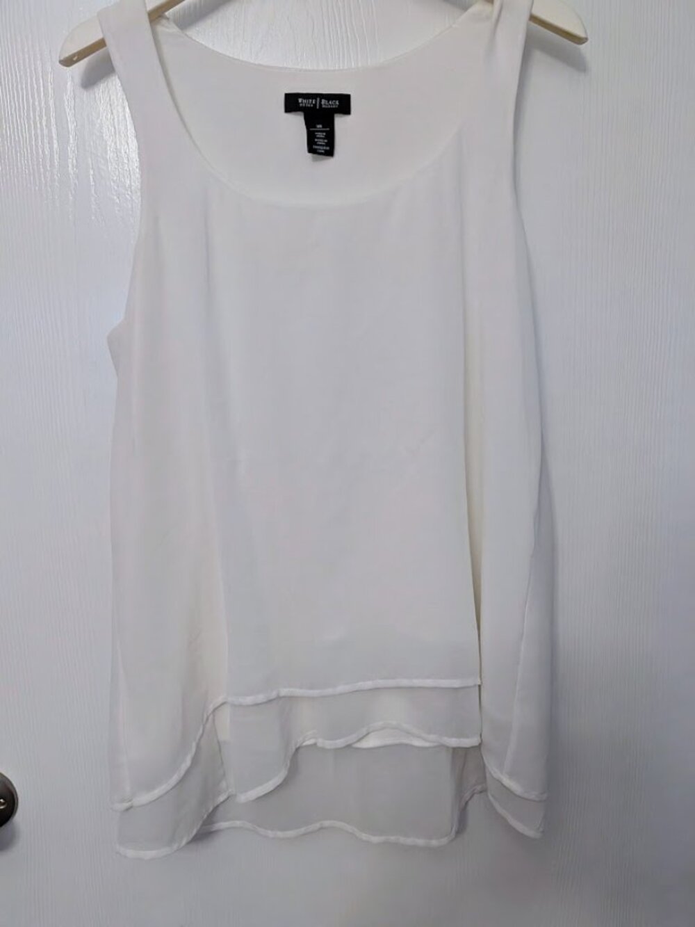 White House Black Market elegant white layered tunic top Size XS